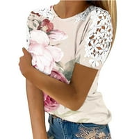 Ljetni vrhovi za žensku majicu kratkih rukava Dressy casual čipke bluze modni kukir majica labavi fit