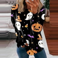 Tkinga modna dukserica s dugim rukavima za žene Crewneck Halloween Print Tops casual labavo pulover