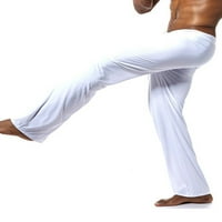 Luxplum muški dno spavanja Solid boja joga hlače ravno noga pidžama pant labava pantalona Sportsko spavanje Bijelo XL