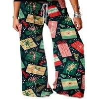 Leuncero Christmas Pajamas pantalone za žene Ležerne prilike labave vučne salone za hlače crna m