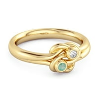 Ljubavni čvor 0. CTW smaragdna srebrna zlatna Vermeil obveza za žene vjenčani prsten