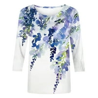 Thirts majice za žene Ljetne uštede tri četvrtine rukave s rukavima Retro cvjetni ispis labavi fit tunik