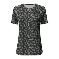 Ženske majice vrhovi za kratki rukav ljetni casual trendi ispisani majica majica majica izrez dame bluze Tuničke vrhove