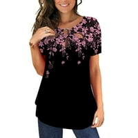 Ljeto Plus veličine za žene, ženska modna tiskana casual plus veličina Scenic Cvijeće Štampanje kratkih majica