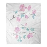 Bacanje pokrivača toplo ugodno print flanel ručne cvjetne vodene boje cvijeća magnolija cvijeće ostavlja prirodno udobno meko za noženje kauča i kauč