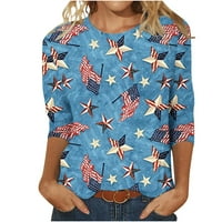 Žene V izrez 4. jula Patriotska majica Američka zastava Star Striped Striped kratkih rukava Košulje