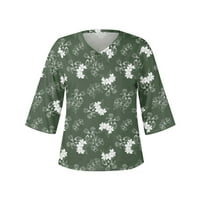 Oslinske zimske ženske tuničke majice Vintage Graphic Tees Drop s dugih rukava Žene Classic Retro cvjetovi tinejdžerke majice Plus veličina Comfy labava fit casual bluza zelena 10
