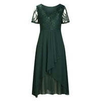 Haljine za žene vjenčani gost šifon V regres čipka šuplji ženski dugim ljuljačkama haljina zelena s