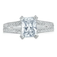 2. CT Sjajni smaragd Clear Simulirani dijamant 18k bijeli zlatni pasijans sa Accenting prstenom SZ 4