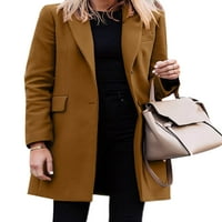 Grianlook Ženske jakne s dugim rukavima Ležerne prilike otvorena prednja kardigan jakna Jesen zimska obična uredski poslovni odijelo kava 4xl