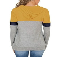 Ženski pulover s dugim rukavima Kontrastni bojama boja ubode džepovi za crtanje Jumper vrhovi