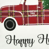 Blučni pamučni mješavina bujna dekor bujna dekor, kamion sa kamionom izgrađenog reprezentacije ukrasni jastuk crveni singl