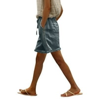 Huaai široke pantalone za žene za žene Carstvene struke Kapri kratke hlače sa džepovima širokokutne oštrice hlače za žene za žene