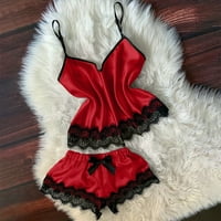 Levmjia pidžame za žene postavljene čišćenje ljeto plus veličine Žene V-izrez trepavice čipke seksi mrlja Camisole Pajamas Bowknot Short set