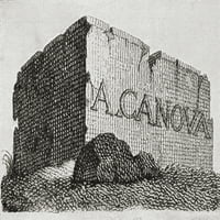 Posjećena karta Antonija Canova, koja prikazuje ogroman blok mramora. Antonio Canova, print za poster
