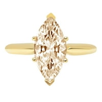 2.5ct Marquise Cut Brown Prirodni morgatit 14k žuto zlato graviranje izjava godišnjica Angažovanost vjenčanja SOLITAIRE Veličina prstena 3.5