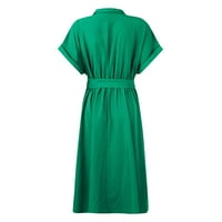 Feterrnal Ljetna haljina Ženska dugačka dugmeta Midi haljina Ležerna haljina Ljeto V-izrez Haljina s