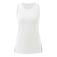 Moonker ženske vrhove majice za žene vrat tunik bez rukava split rezervoar TEE majica Top ljeto o XL bijeli
