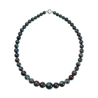 Trgovina LC Chrysocolla okrugla perle Sterling Srebrna rodirana ogrlica sa magnetnom kopčom za ženske