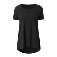 Puntoco bluze za žene čišćenje Žene plus veličina Duga majica s kratkim rukavima Crna m