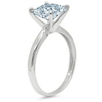 CT sjajna princeza Clear Simulirani dijamant 14k bijeli zlatni pasijans prsten sz 8.25