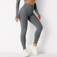 Slabovi joge hlače Čvrsto boje Bespremljeno pletenje učvrsne stražnjice plus veličine tijela tijela za žensku sivu m