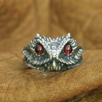 Crveni CZ oči Sterling Silver Adder Viper Snake Ring Biker Punk nakit TA US Površina 12