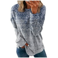 Homchy pulover vrhovi za žene okrugli vrat Pamuk Ležerne prilike modne bluze s dugim rukavima O-izrez