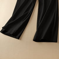 Žene pune dužine hlače za čišćenje široke pantalone za noge visoke struk bib hlače coverall pantalone dugačke elastičnosti kaidne pantalone za žene, crna, xxl