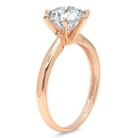 CT sjajan okrugli rez prozirni simulirani dijamant 18k ružičasto zlato pasijans prsten sz 11