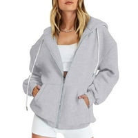 Ženska jakna Jesen zimski lagani kaput toplo i udoban kardigan ženska modna casual boja zip hood dugih