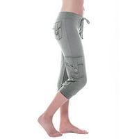 Azrian Womens casual pantalone, plus veličine Žene vježbanje vuče Stretch tipka za struk Pocket Yoga