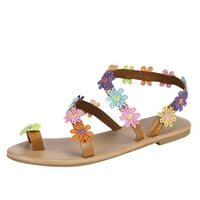 Modne proljeće i ljetne žene sandale cvijeće stana šarena lagana plaža u stilu