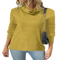 Paille žene na dugim rukavima pletene vrhove Basic Dnevno odjeljenje pulover Visoko vrat Radna magarca TUNIC Bluza Yellow 3xl