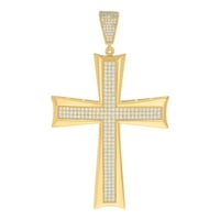 Sterling srebrni žuti ton muški cz CZ CUBIC cirkonijski simulirani dijamantski poprečni religijski šarm