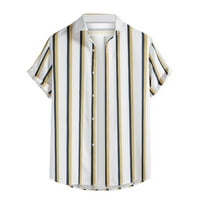 Modna majica za muškarce kaubojski vrhovi gumb Stripe print partdown kratka rukava bluza kavana casual majica Business bluza Boherfrieck Bohemian Tops Yellow XL