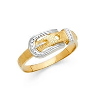 Čvrsta 14K bijela i žuta zlatna dva tonska modna godišnjica prstena 7