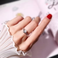 Xinqinghao Silver Geometric Oblik Super Flash Rhinestone Rings Women Fashion Full Diamond Circon prsten Dame Jewelry Diamond Prstenovi za žene Veličina srebrna 9