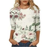 LHKED ženski vrhovi tiskani plus size bluze za bluze za bluzu okrugli izrez odozgo ispod 10 $