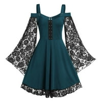 HVYesh Gothic haljina Gotičke haljine za žene plus veličine Vintage čipkasti patchwork bell rukava A-line