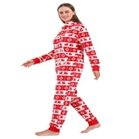 Stoljetni božićni podudaranje pidžama za obiteljski elk cvjetni print dugih rukava s kapuljačom ROMper jednodijelni Xmas Sleep odjeća za žene Muškarci Dječja beba crvena