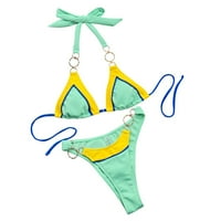Aaiyomet ženski bikini kupališta bikini Solid Boja ženski splitski kostimi za kupaće kožer trokuta, mint zelena m