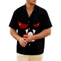 Fraigo Havajska majica za muškarce Dječaci Crni Demon Ispis Regularni fit casual gumb kratkih rukava dolje Havajska košulja Summer Košulja Poklon za njega