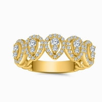 Poshadime Halo prsten - 1. Carat okrugli rez bijeli moissanite halo kruška kruška oblika angažmana Fancy prsten u 14k žuto zlato preko sterlinga Srebrna veličine-8