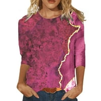 Košulje za žene Trendy Srednja rukava s rukavima tiskani vrat kratkih tee izvorskih vrhova bluza ženske