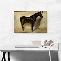 Studija smeđe-crne konjske konjske umjetnosti otisak eugene delacroi - Veličina: 26 18