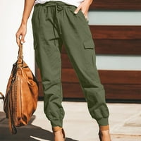 Yubnlvae Hlače za žene Žene Modne čvrste boje Kombinezone Pocket pantalone Ležerne hlače Vojska zelena