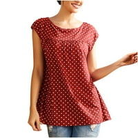 Cleariance ženski casual cap rukav Crewneck Tunic vrhovi Ljeto polka dot cvjetni print t majice labavi fit comfy bluza sa bluzom