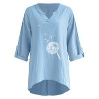 Ženske posteljine s majicama V izrez Dugi rukav Tors DANDELION Print LongaLing majica Ležerne prilike