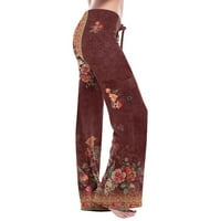Ženske rastezljive teretne hlače cvjetne tiskane ravne noge joga hlače za žene crteže udobne salonske